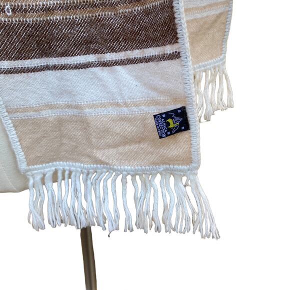 ALPACA CONNECTION Scarf Peru Alpaca Blend Fringe Neutral Western Tan Boho - Picture 8 of 13